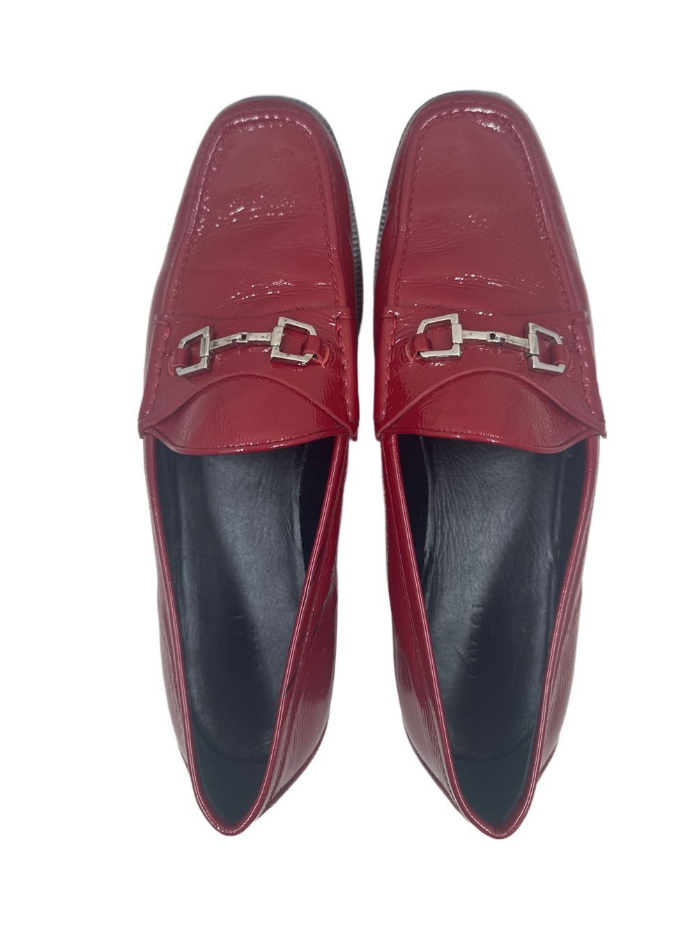Gucci 370606 Red Patent Leather Horsebit Loafers Size 41 Made Italy